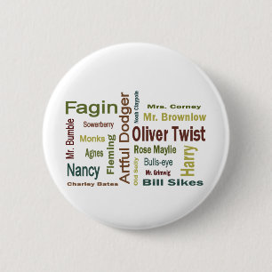 De Karakters van Oliver Twist Ronde Button 5,7 Cm