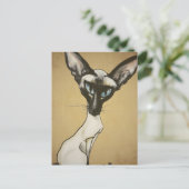 De karikatuur van de Siamese kat Briefkaart (Staand voorkant)