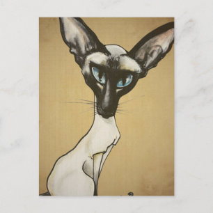 De karikatuur van de Siamese kat Briefkaart