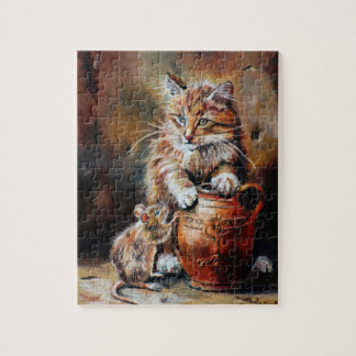 De kat, de muis en de pot met vet legpuzzel