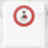 De kat deed het Boston Terrier Dog (zwart). Ronde Sticker (Tas)