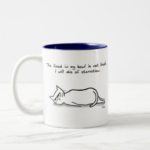 De kat eist vers voedsel - Funny Cat Gift Tweekleurige Koffiemok