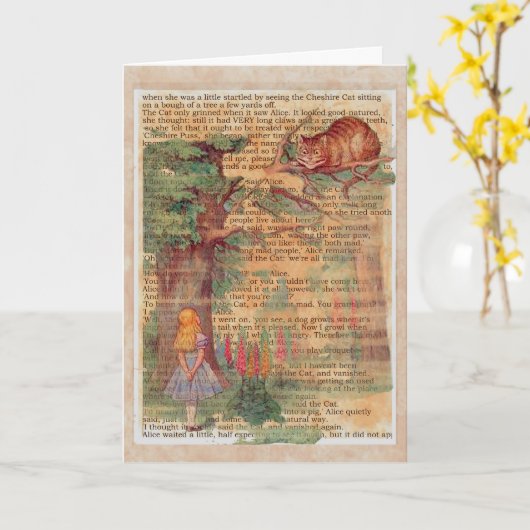 De kat en Alice van Cheshire Kaart (Gele Bloem)