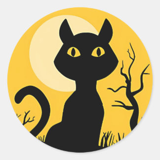 De kat en de maan ronde sticker