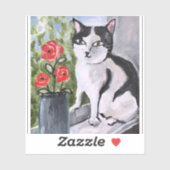 De kat en de papavers sticker (Vel)