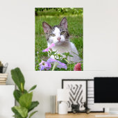 De kat en de petunia blazen poster (Thuiskantoor)