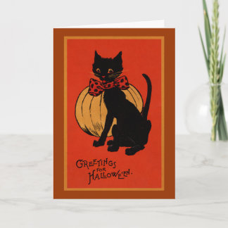 De Kat en de Pompoen van Halloween Kaart