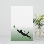 De kat en de vlinder briefpapier (Staand voorkant)