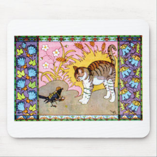 De kat en het Crow Artwork Muismat