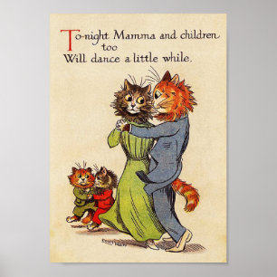 De Kat en het Kitten dansen, Louis Wain Poster