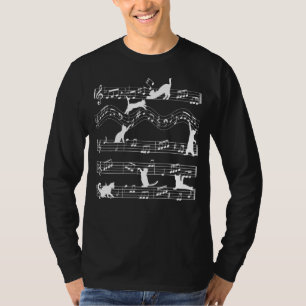 De kat en muzieknotitie met instrumentarium klinkt t-shirt