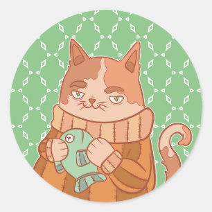 De Kat en Vis Ronde Sticker
