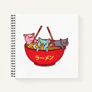 De Kat Grappige Schattige Japanse Ramen van Anime Notitieboek