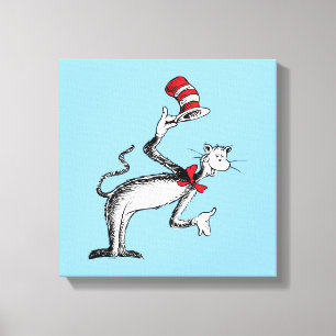 De Kat in de Hoed Neemt Een Buiging Canvas Afdruk