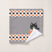 De kat in de pompoen badkamer handdoek set (Wasdoekje)