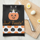 De kat in de pompoen keukenhanddoek (Quarter Fold)