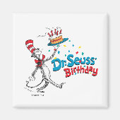 De kat in het Pet | Dhr. Seuss Birthday Magneet (Voorkant)