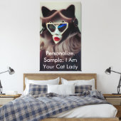 De Kat Lady (Aanpasbaar) Canvas Afdruk (Insitu (Slaapkamer))