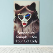 De Kat Lady (Aanpasbaar) Canvas Afdruk (Insitu (Houten vloer))