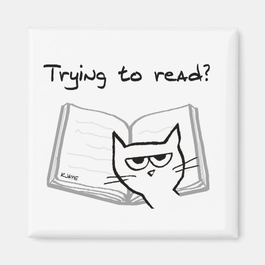 De kat maakt het onmogelijk om te lezen - Grappig Magneet (Voorkant)