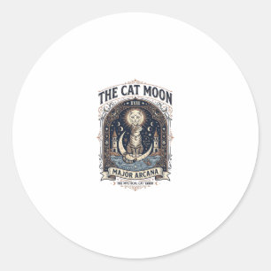 De Kat Maan Kat Tarotkaart Major Arcana Vintage V Ronde Sticker