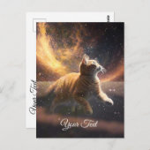 De kat speelt met de sterren. briefkaart (Voorkant / Achterkant)