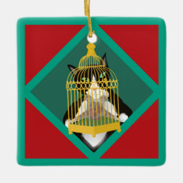 De kat Twaalf dagen van Kerstmis aangepaste dag 2 Keramisch Ornament