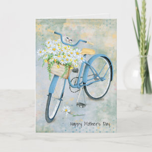 De kat van het moederdag in madeliefje op fiets kaart