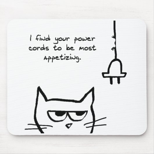 De kat verliest stroomkabels - Funny Cat Mousepad Muismat (Voorkant)