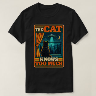 De kat weet teveel ufo vintage sciencefiction humo t-shirt