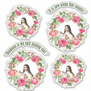 De katholieke heilige Therese citeert roze rozen Sticker