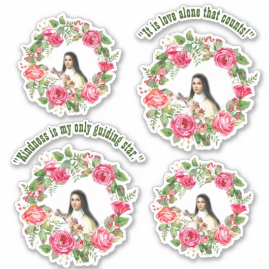 De katholieke heilige Therese citeert roze rozen Sticker (Voorkant)