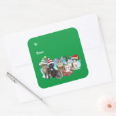 De katten en bemanning kerstlabels vierkante sticker (Envelop)