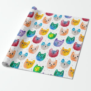 De katten en de vrienden van de waterverf cadeaupapier