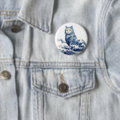 De kattengolf van Kanagawa Ronde Button 5,7 Cm (In situ)