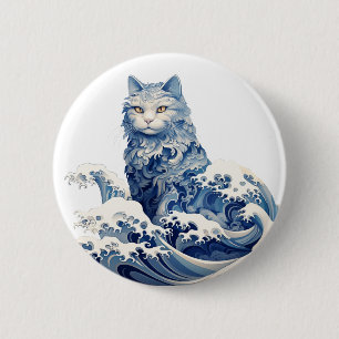 De kattengolf van Kanagawa Ronde Button 5,7 Cm
