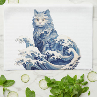 De kattengolf van Kanagawa Theedoek