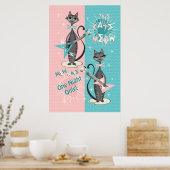 De kattenmeeuw / Mew Wave Night Poster (Keuken)