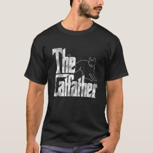 De kattenvader Zwarte Kat Vader Maffia Snorren Man T-shirt