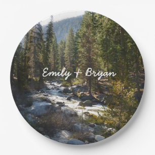 De Kaweah-rivier in het natuurpark Sequoia Papieren Bordje