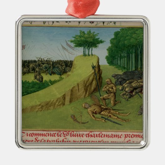 De keizer Charlemagne vindt Roland Metalen Ornament (Voorkant)