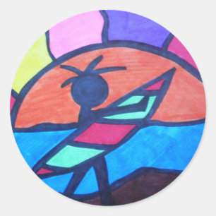 De Kerel van Surfer van Lil - het Plaatsen Zon Ronde Sticker