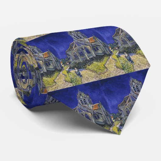 De kerk in Auvers door Vincent van Gogh Stropdas (Opgerold)