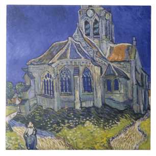 De kerk in Auvers door Vincent van Gogh Tegeltje