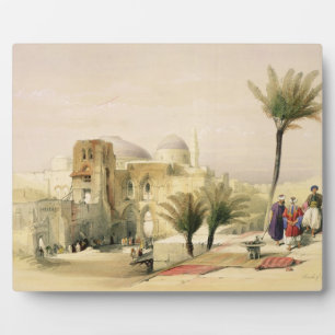 De kerk van de Heilige Sepulcher, Jeruzalem, bord Fotoplaat