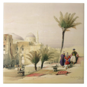 De kerk van de Heilige Sepulcher, Jeruzalem, bord Tegeltje