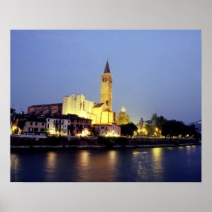 De kerk van Sant'Anastasia in Verona, Italië. Poster
