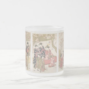 De kers van Utamaro van Kitagawa komt roze de Matglas Koffiemok
