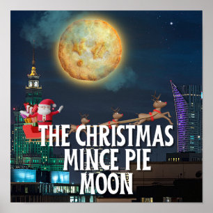 De kerst gehakt taart maan poster