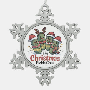 De Kerst Pickle Bemanning Pickle Liefhebbers Kerst Tin Sneeuwvlok Ornament